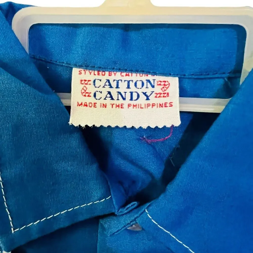 Vintage Catton Candy Baby Blue White Houndstooth 12 Months